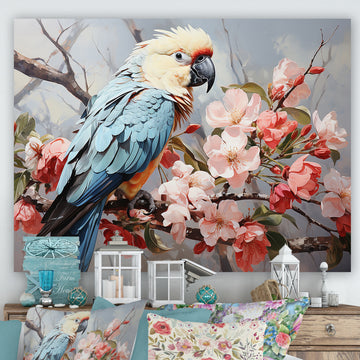 Blue Parrots Exotic Feathered Grace - Parrot Home Decor Art